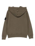 Felpa per bambino Stone Island Junior verde con cappuccio e toppa con logo - Rubino Kids