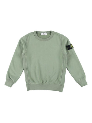 Felpa per bambino Stone Island Junior verde girocollo con applicazione