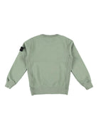 Felpa per bambino Stone Island Junior verde girocollo con applicazione - Rubino Kids