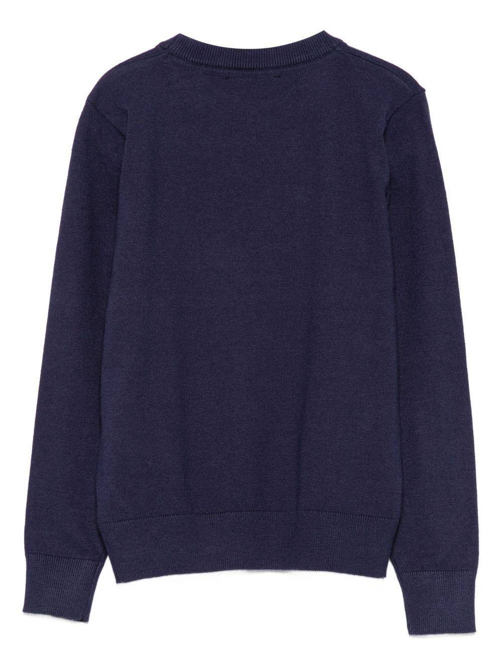 Felpa per bambino TRUSSARDI JUNIOR blu girocollo con logo ricamato - Rubino Kids