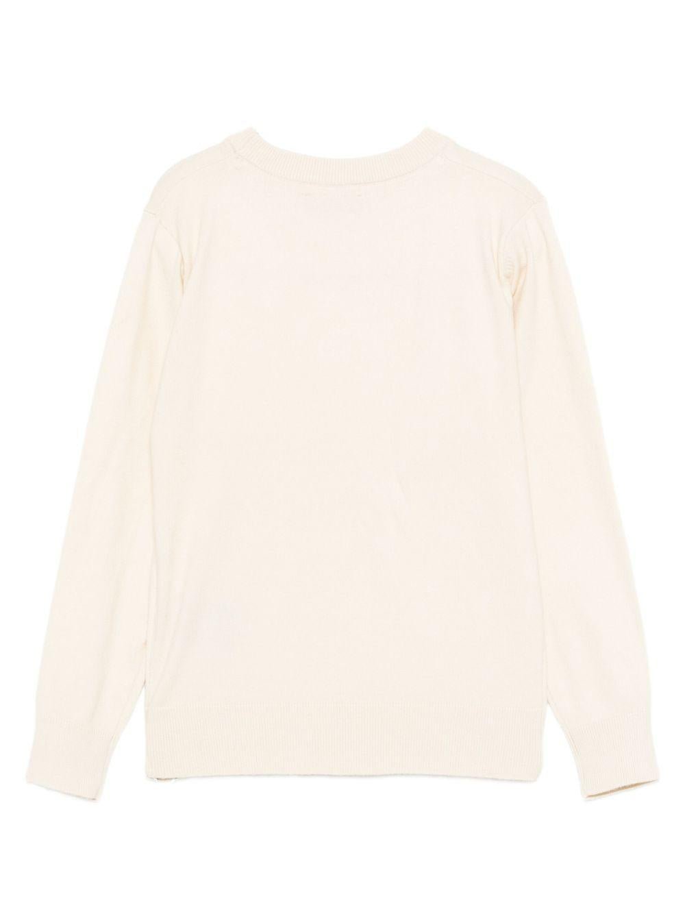 Felpa per bambino TRUSSARDI JUNIOR écru girocollo con logo ricamato - Rubino Kids