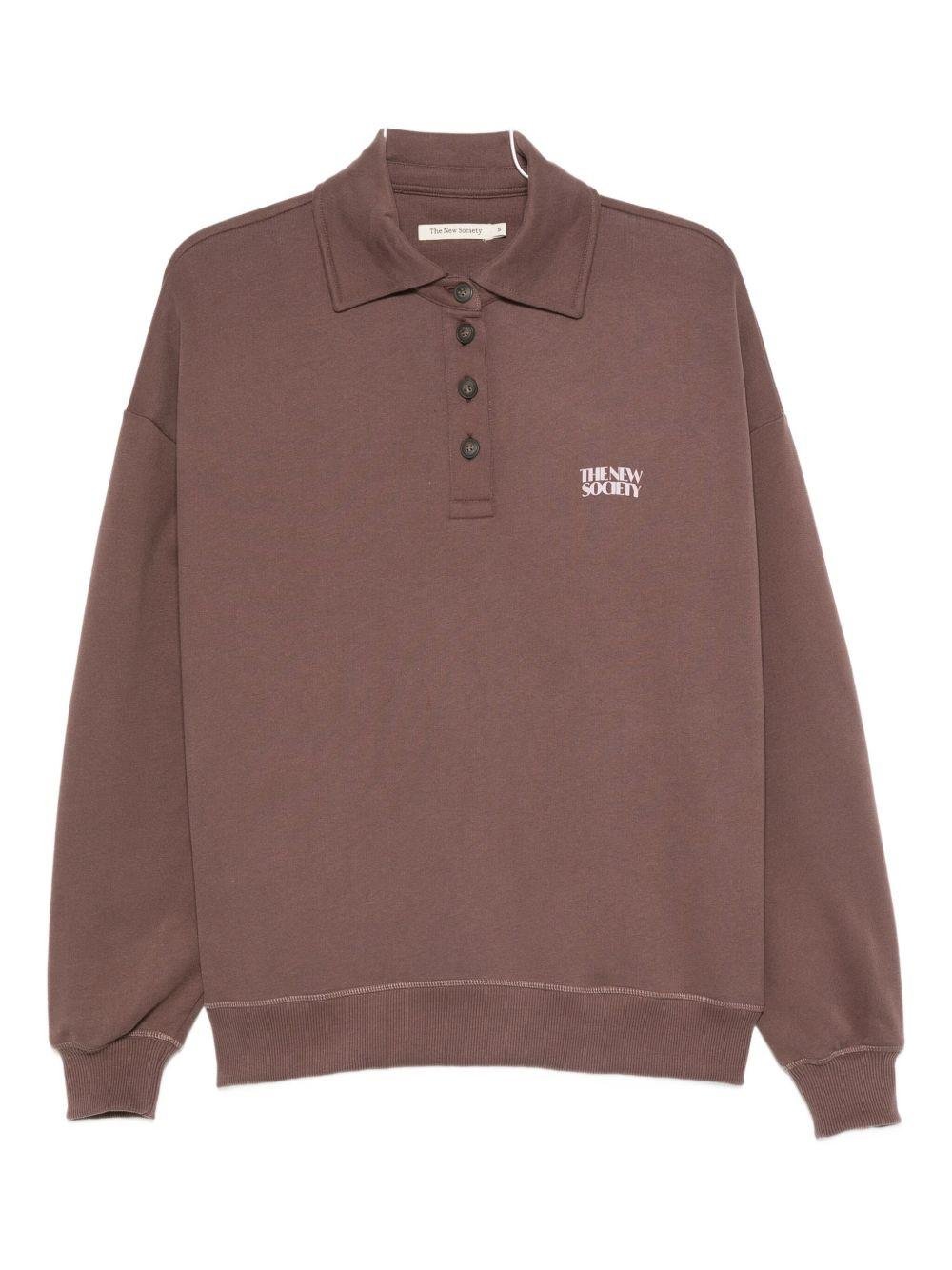 Felpa per donna The New Society marrone con colletto a polo - Rubino Kids