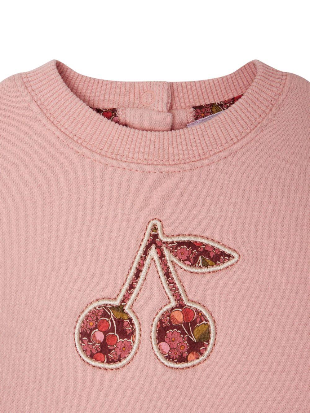 Felpa per neonata Bonpoint Dahlia rosa con motivo ciliegie - Rubino Kids