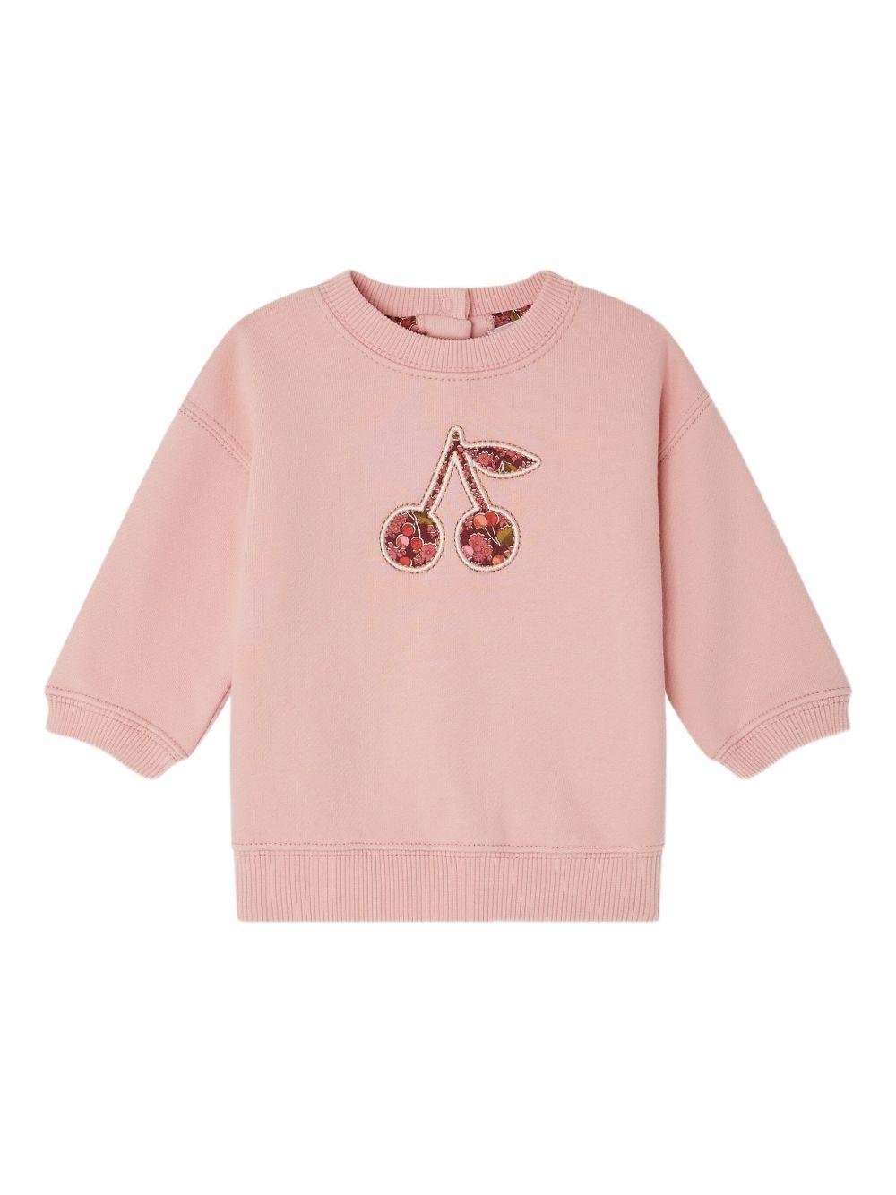 Felpa per neonata Bonpoint Dahlia rosa con motivo ciliegie - Rubino Kids