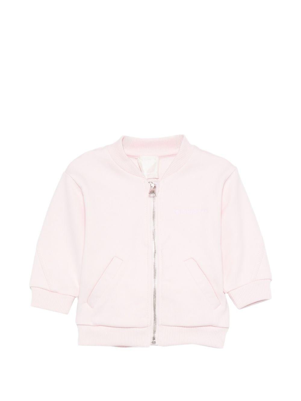 Felpa per neonata Givenchy Kids rosa chiaro con cerniera - Rubino Kids