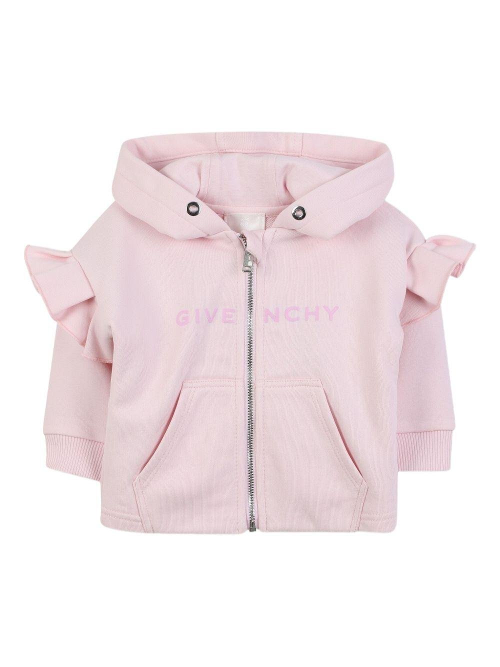 Felpa per neonata Givenchy Kids rosa con dettaglio logo - Rubino Kids