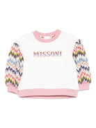 Felpa per neonata Missoni Kids bianca con motivo a zigzag - Rubino Kids