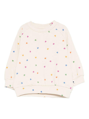 Molo baby girl's white sweatshirt with all-over heart print
