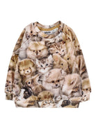 Felpa per neonata Molo marrone con stampa animali - Rubino Kids