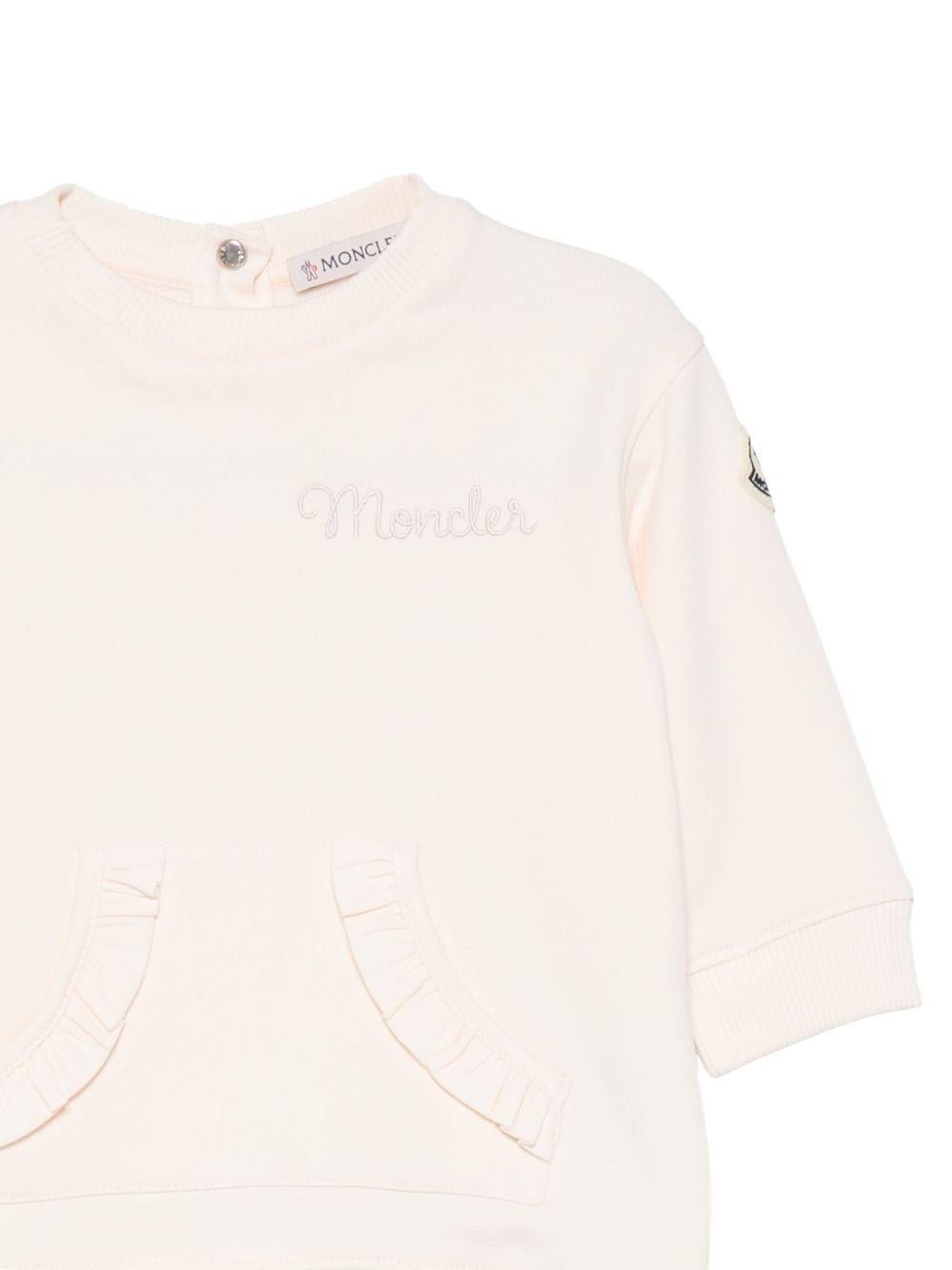 Felpa per neonata Moncler Enfant rosa con applicazione logo - Rubino Kids