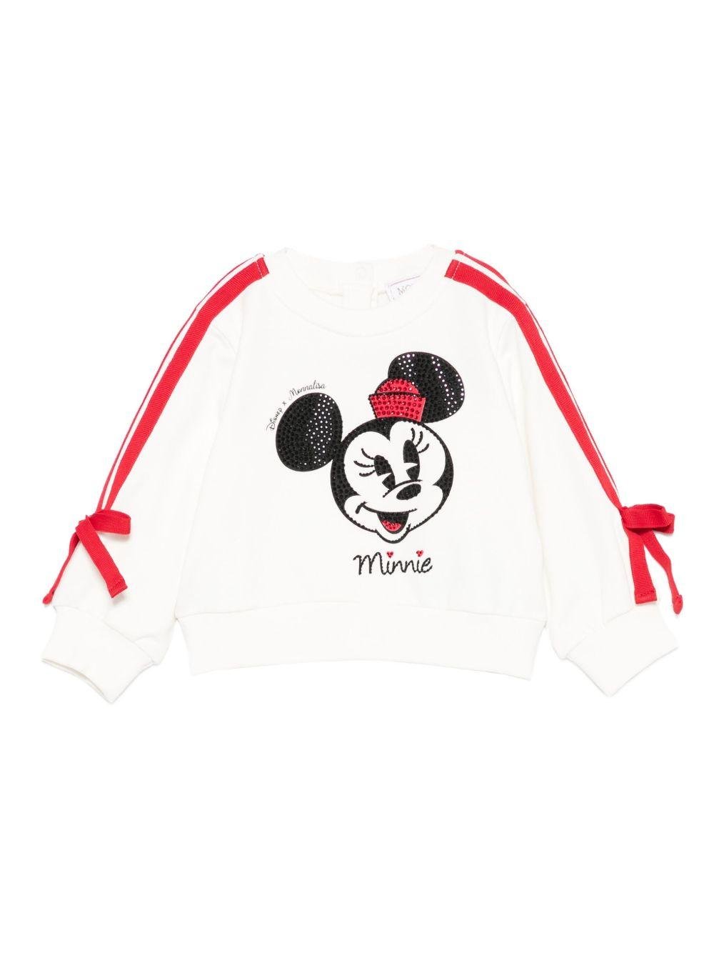 Felpa per neonata Monnalisa bianca con Minnie Mouse - Rubino Kids