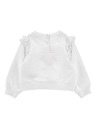 Felpa per neonata Monnalisa bianca con ricamo floreale sul davanti - Rubino Kids