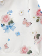 Felpa per neonata Monnalisa bianca con stampa a fiori all - over - Rubino Kids