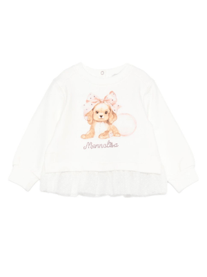 Monnalisa white baby girl sweatshirt with tulle trim