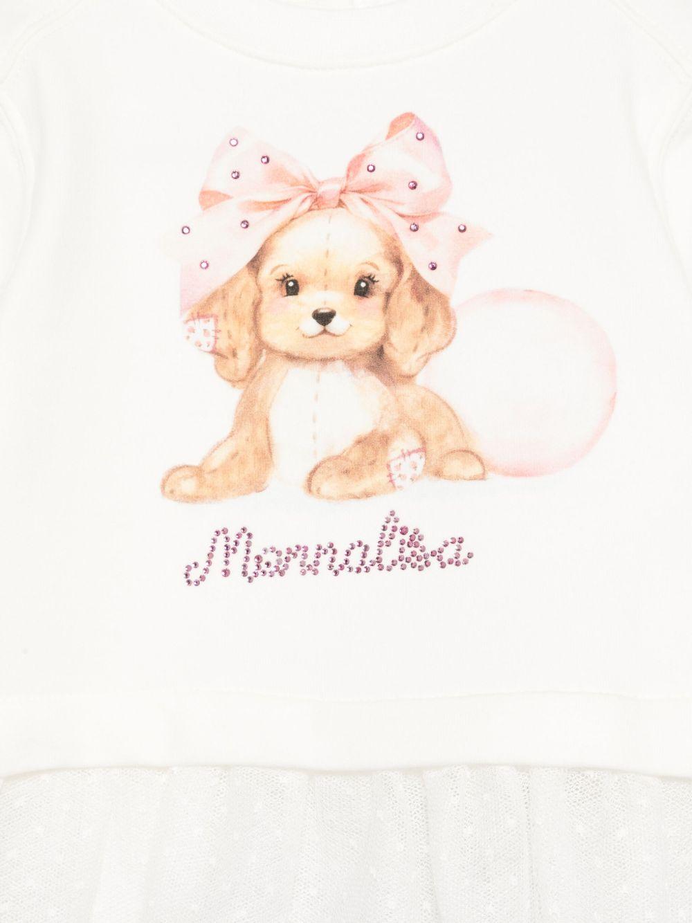 Felpa per neonata Monnalisa bianco con rifiniture in tulle - Rubino Kids