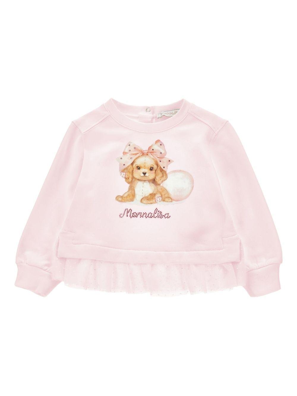 Felpa per neonata Monnalisa rosa con ruches - Rubino Kids