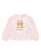 Felpa per neonata Monnalisa rosa con ruches - Rubino Kids