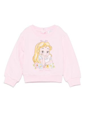 Felpa per neonata Monnalisa rosa con stampa Alice x Disney
