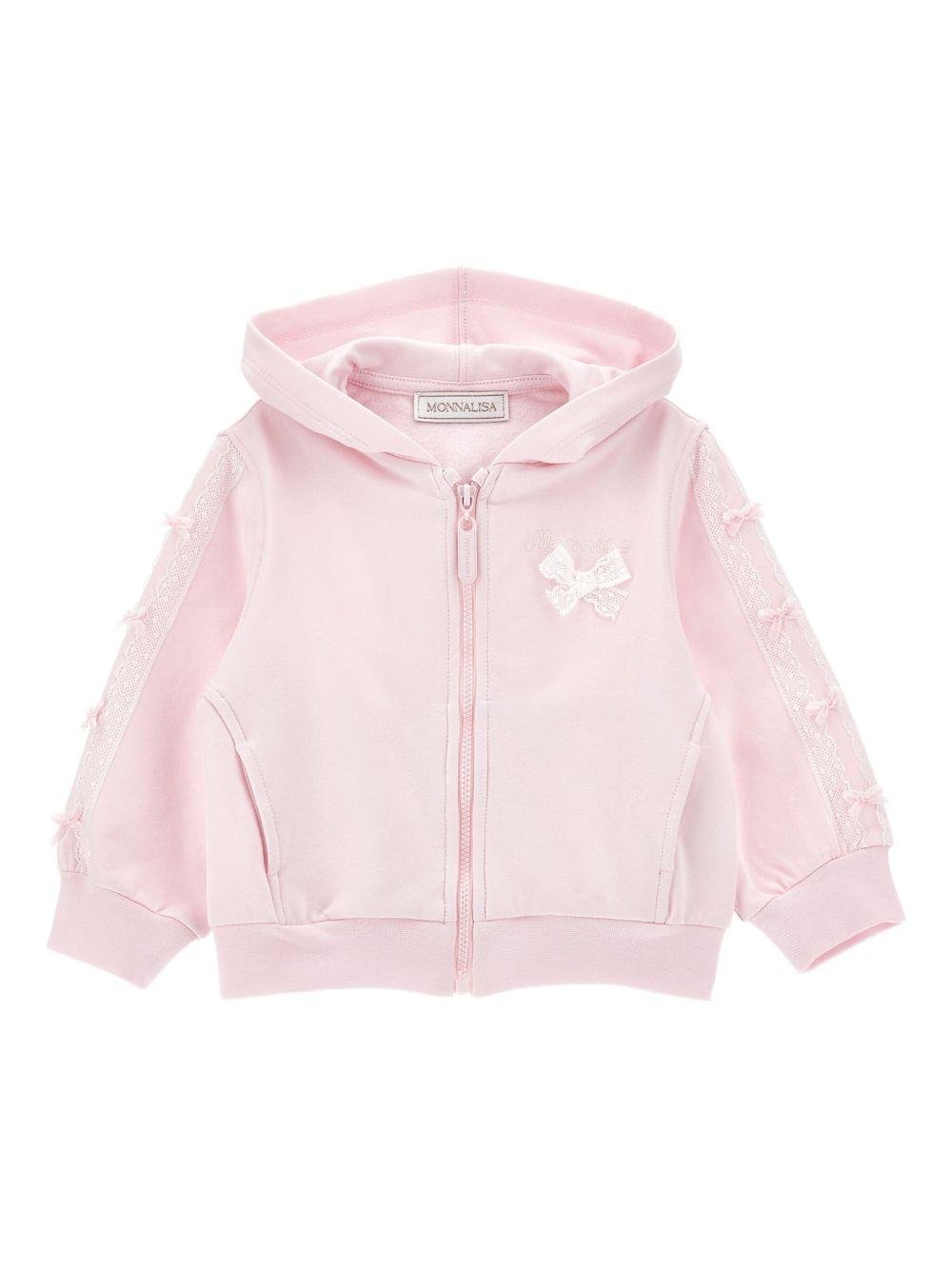 Felpa per neonata Monnalisa rosa in jersey con cappuccio - Rubino Kids