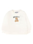 Felpa per neonata Moschino Kids bianca con logo Teddy - Rubino Kids
