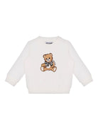 Felpa per neonata Moschino Kids bianca con motivo Teddy Bear - Rubino Kids