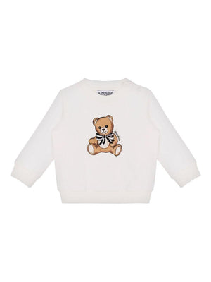 Moschino Kids white sweatshirt for baby girls with Teddy Bear motif
