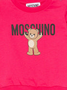 Felpa per neonata Moschino Kids fucsia con stampa Teddy Bear - Rubino Kids