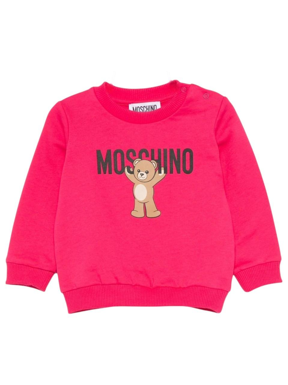 Felpa per neonata Moschino Kids fucsia con stampa Teddy Bear - Rubino Kids