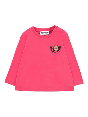 Felpa per neonata Moschino Kids fucsia con stampa Teddy