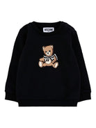 Felpa per neonata Moschino Kids nero con logo Teddy Bear e fiocco - Rubino Kids