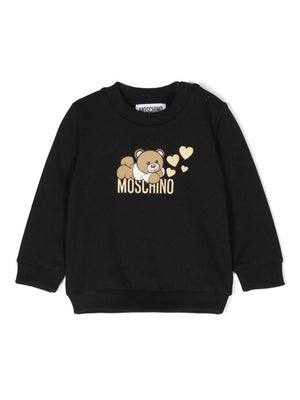 Moschino Kids black sweatshirt for baby girls with Teddy Bear print