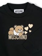Felpa per neonata Moschino Kids nero con stampa Teddy Bear - Rubino Kids