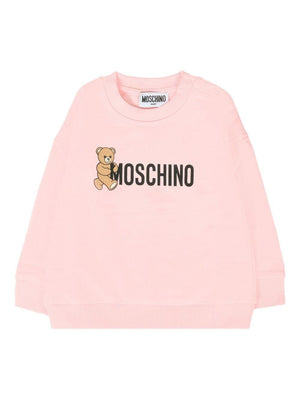Felpa per neonata Moschino Kids rosa con caratteristico motivo Teddy