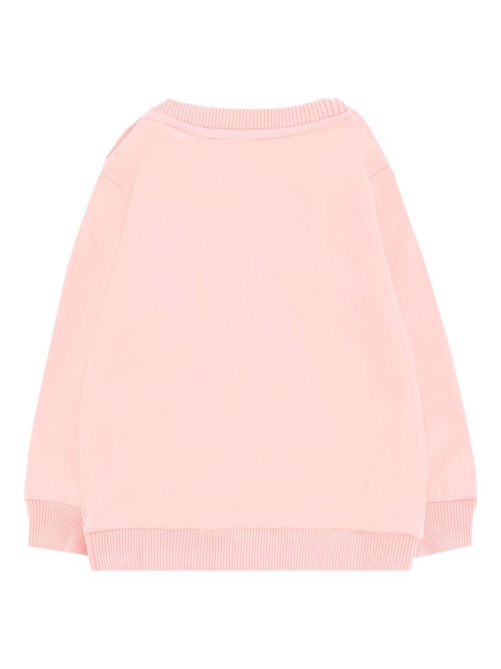 Felpa per neonata Moschino Kids rosa con logo Teddy Bear e fiocco - Rubino Kids