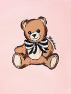 Felpa per neonata Moschino Kids rosa con logo Teddy Bear e fiocco - Rubino Kids