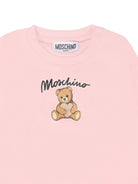 Felpa per neonata Moschino Kids rosa con logo Teddy Bear - Rubino Kids