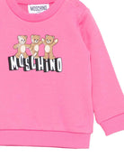 Felpa per neonata Moschino Kids rosa con stampa tre Teddy Bear - Rubino Kids