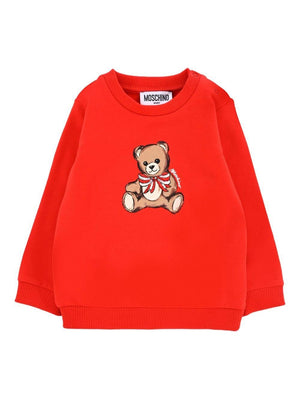 Moschino Kids red sweatshirt for baby girls with Teddy Bear print