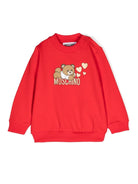 Felpa per neonata Moschino Kids rosso con stampa Teddy Bear - Rubino Kids