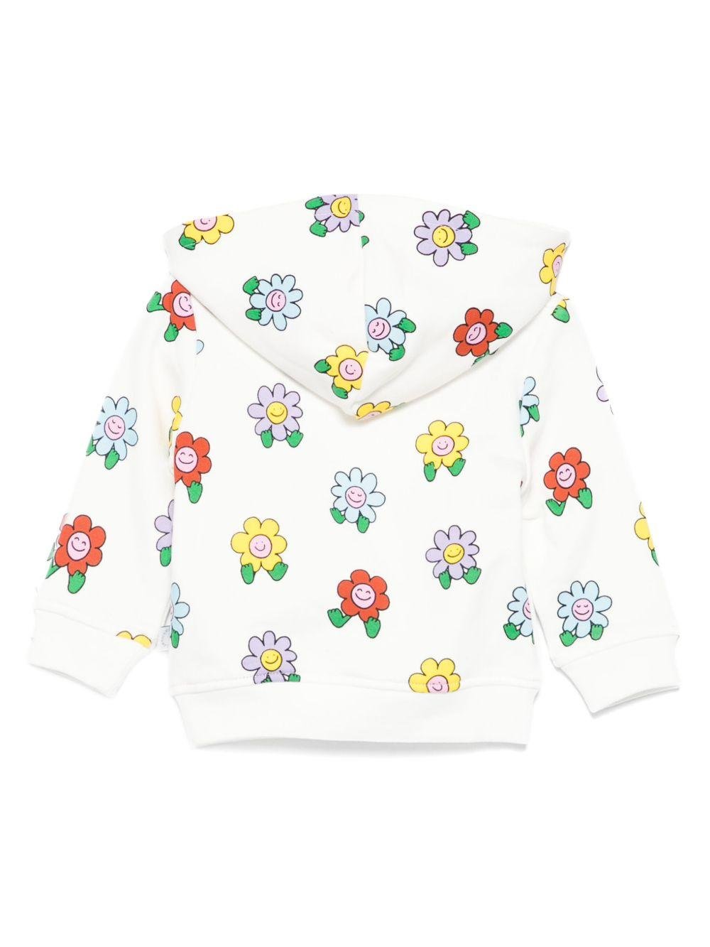Felpa per neonata Stella McCartney Kids bianco con stampa floreale e cappuccio - Rubino Kids
