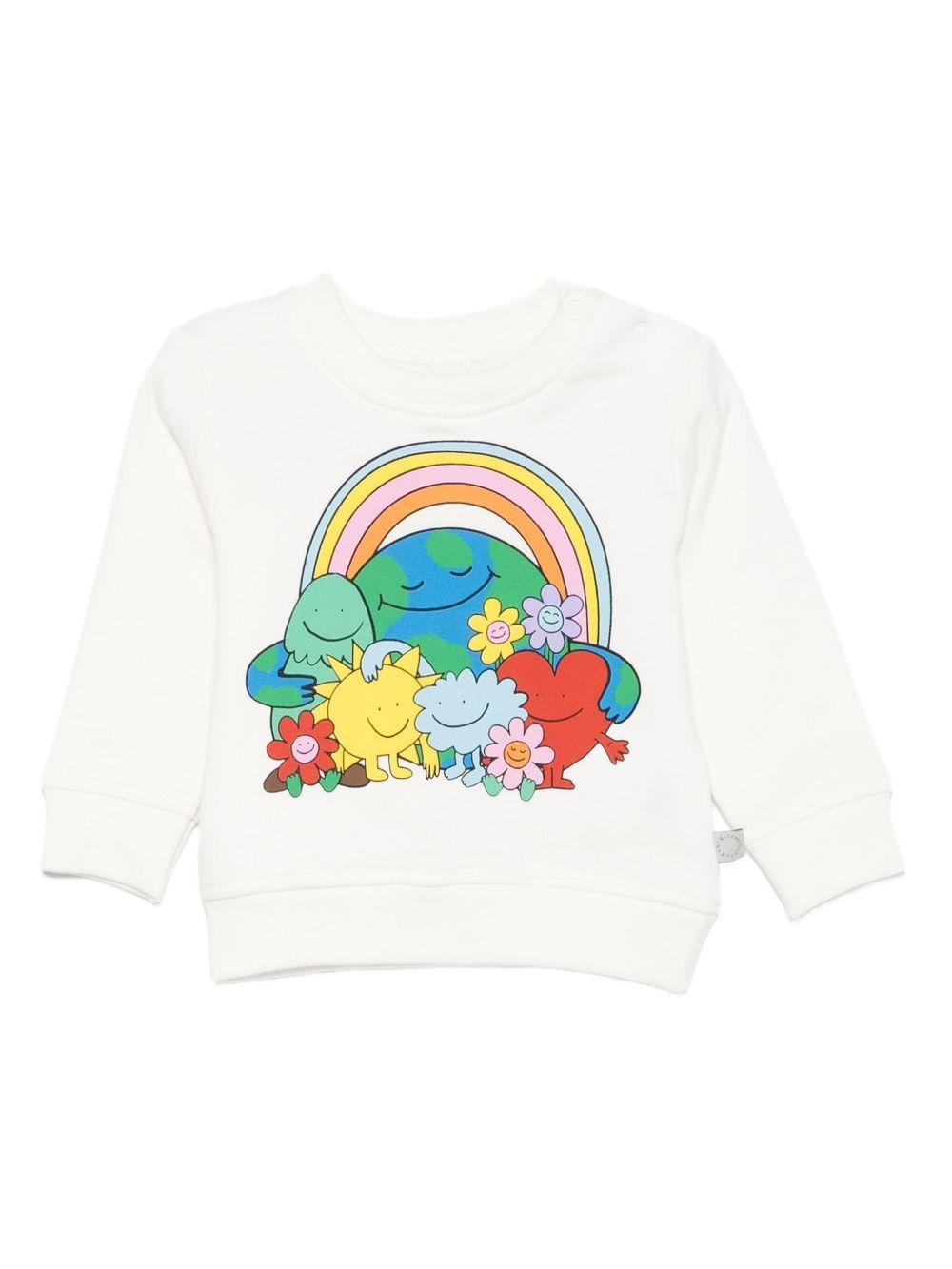 Felpa per neonata Stella McCartney Kids bianco con stampa grafica Earth - Rubino Kids