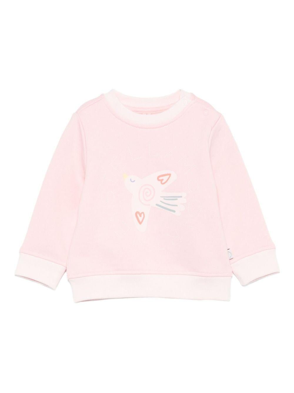 Felpa per neonata Stella McCartney Kids rosa con stampa di uccelli - Rubino Kids