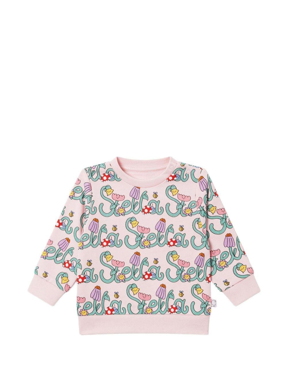 Felpa per neonata Stella McCartney Kids rosa con stampa logo all - over - Rubino Kids