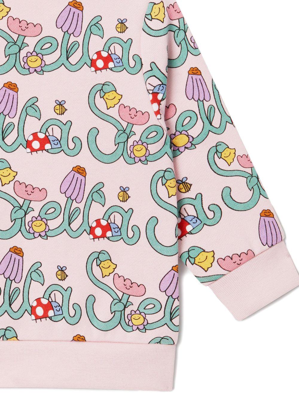 Felpa per neonata Stella McCartney Kids rosa con stampa logo all - over - Rubino Kids