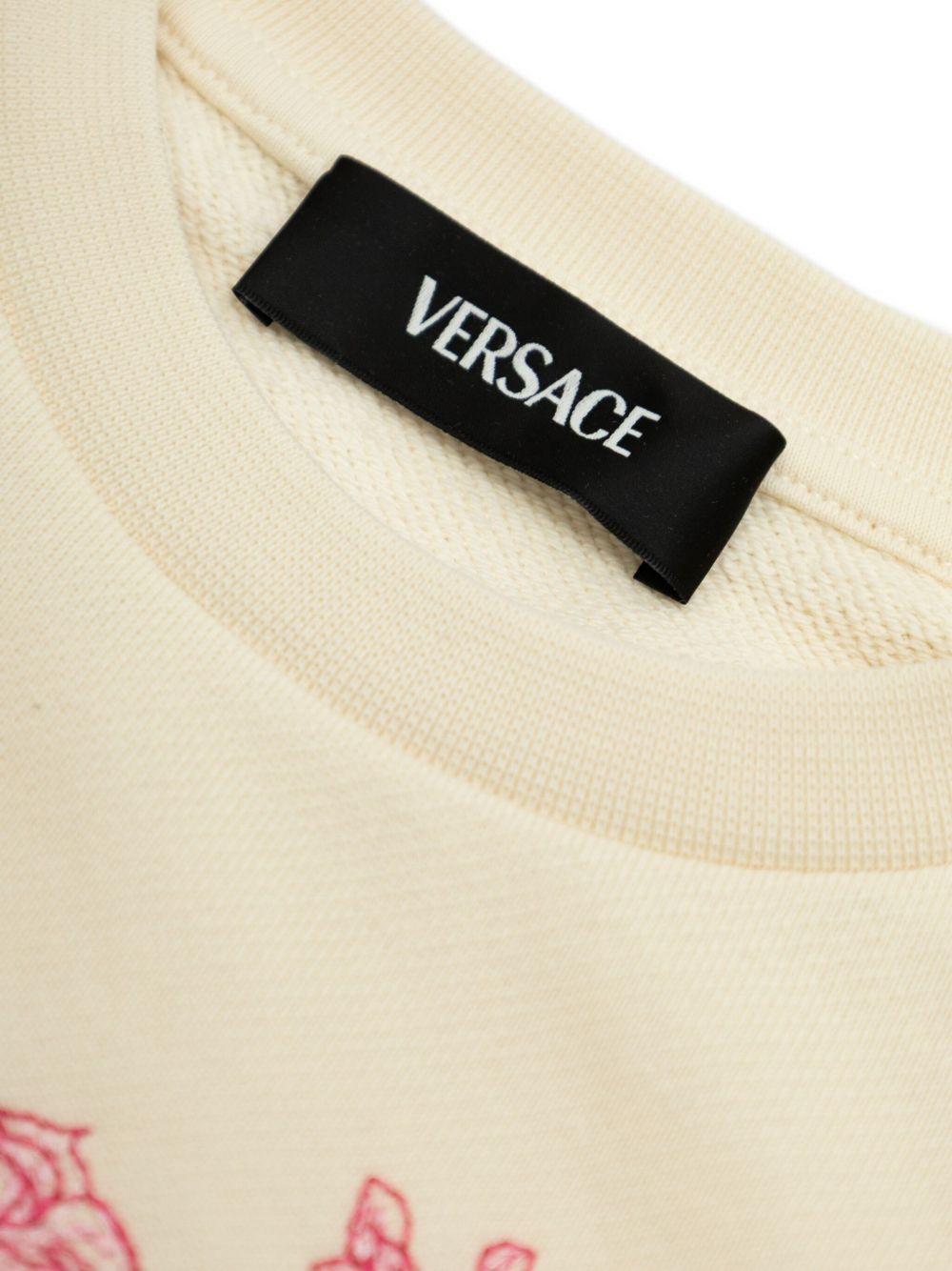 Felpa per neonata Versace Kids beige con stampa Medusa Crest - Rubino Kids