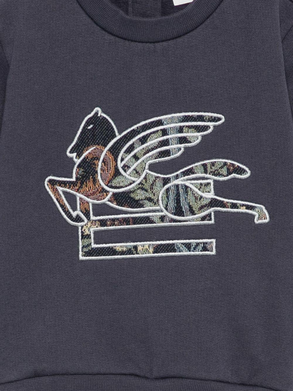 Felpa per neonati Etro Kids blu con ricamo Pegaso e chiusura con bottoni - Rubino Kids