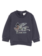 Felpa per neonati Etro Kids blu con ricamo Pegaso e chiusura con bottoni - Rubino Kids