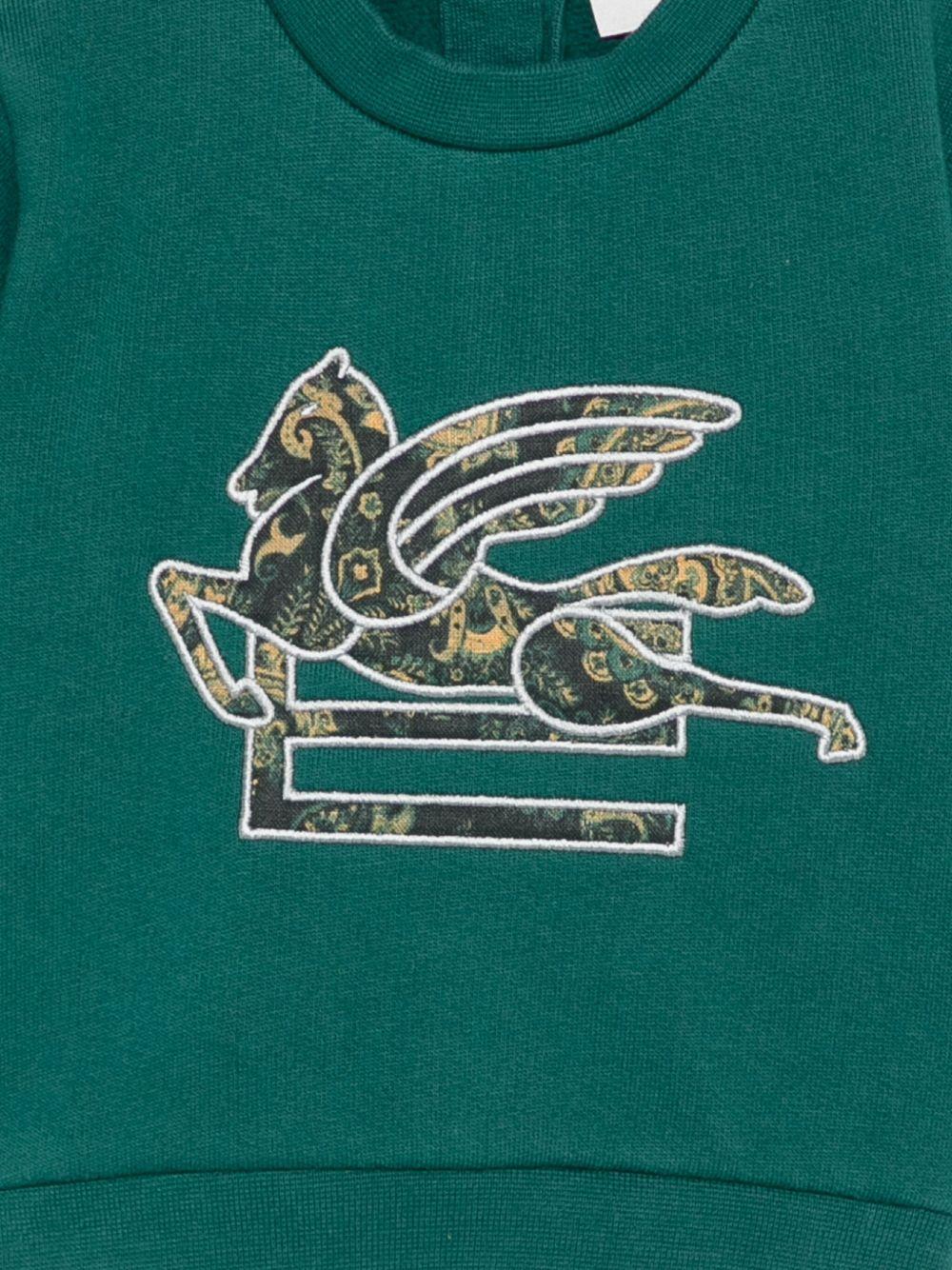 Felpa per neonati Etro Kids verde con ricamo Pegaso e chiusura con bottoni - Rubino Kids