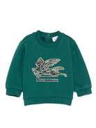 Felpa per neonati Etro Kids verde con ricamo Pegaso e chiusura con bottoni - Rubino Kids