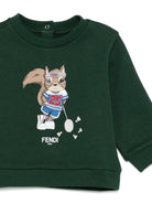 Felpa per neonati Fendi Kids verde con grafica con scoiattoli - Rubino Kids